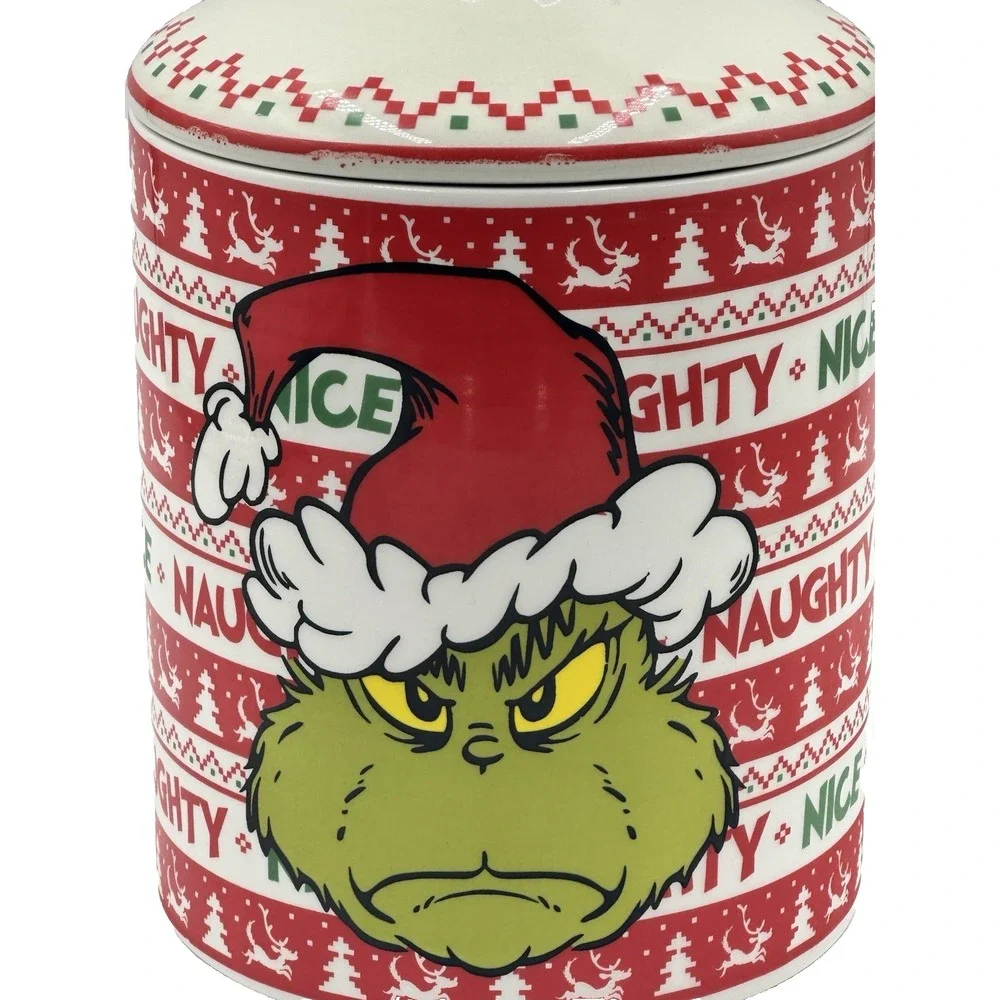 The Grinch Christmas Cookie Jar Zrike Brands Naughty Nice Ceramic Canister 2025